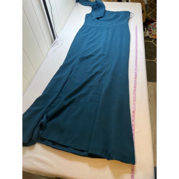 NEW! Dress the Population Georgina One-Shoulder Maxi Dress in Peacock blue XXL - Picture 12 of 12